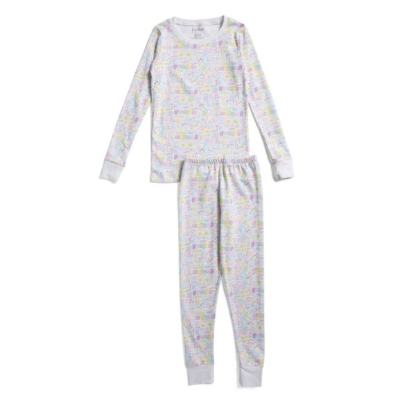 JOY STREET Rainbow Multi Kids 2pc Pima Cotton Charleston Pajama Set - Picture 1 of 2